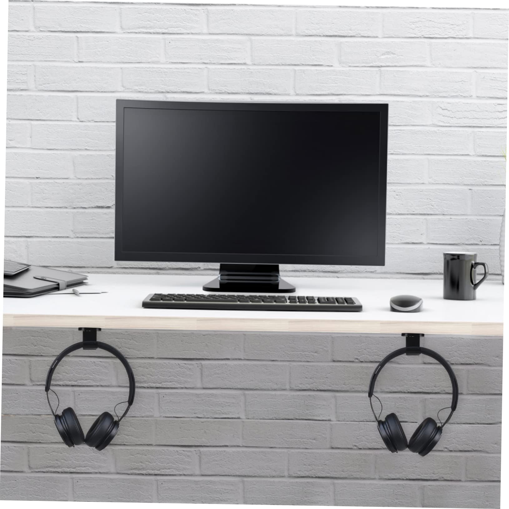 Uonlytech 2-Pack Headset Hanger - Adjustable Headphone Stand with Non-Slip Base, Desk Organizer for Gaming Headsets, Office Headsets, and VR Headsets - Perfect for Gamers, Streamers, and Home Office Setup