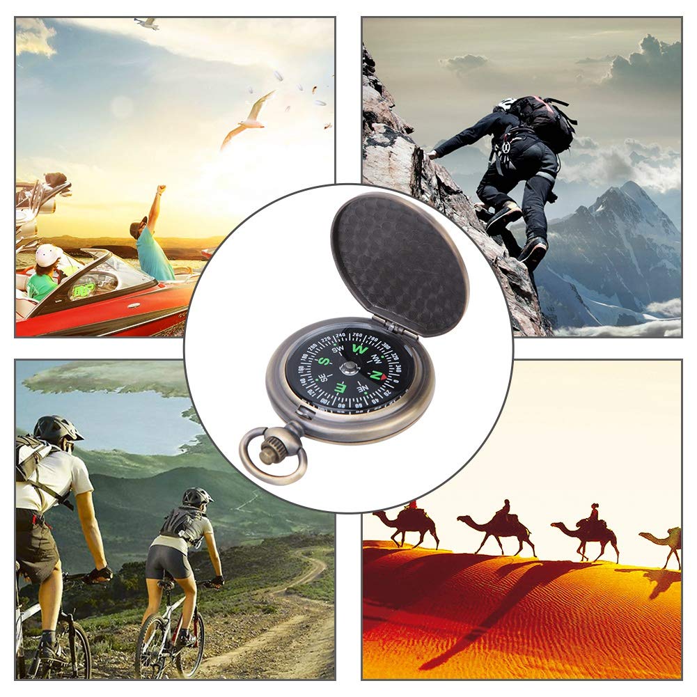 Vintage Pocket Watch Compass - Zinc Alloy Flip Open for Hiking & Outdoor Navigation