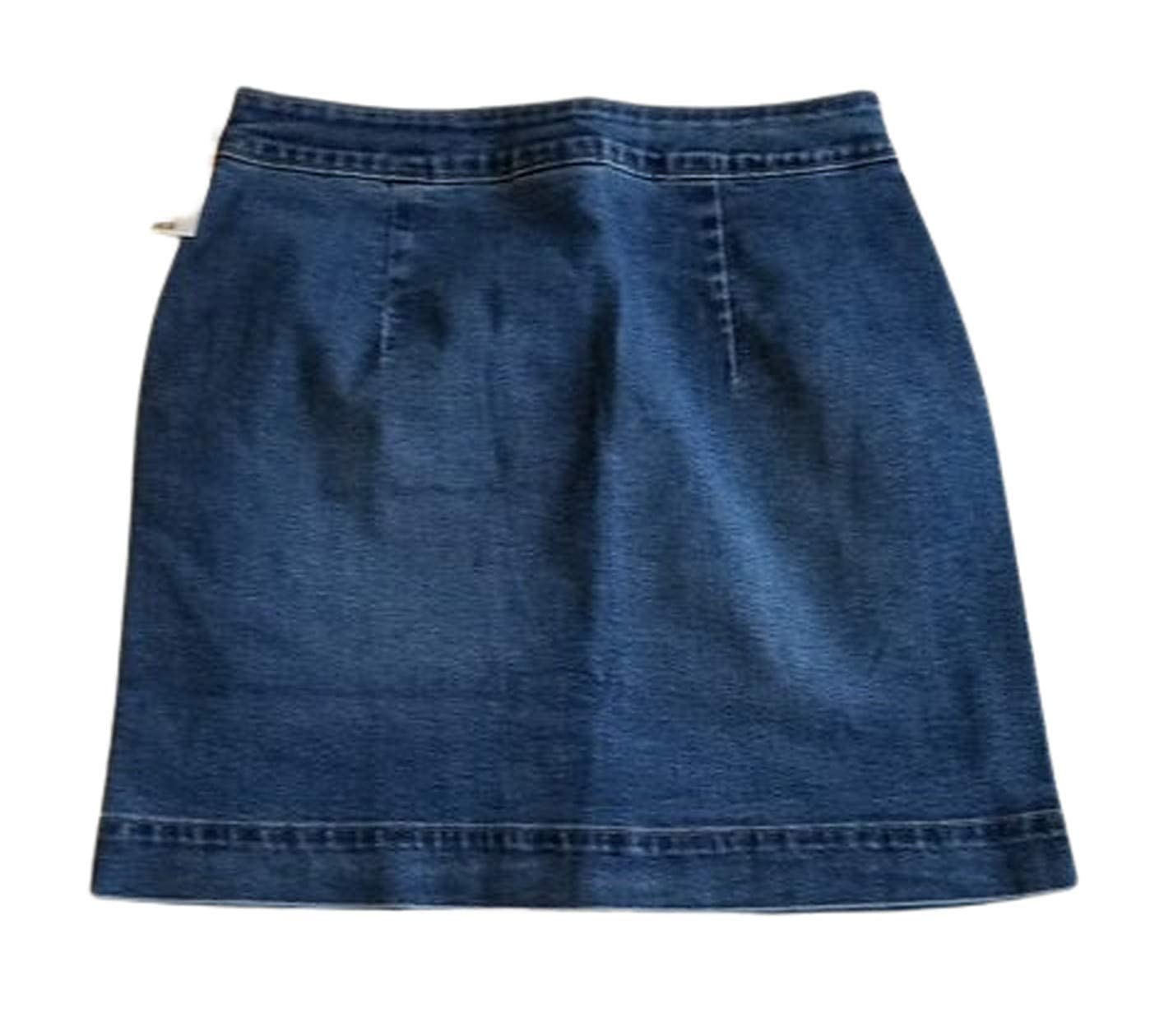 Maison Jules Women's Denim Button Down Skirt in Navy Blue - Size 12 (Large) - Perfect for Casual Outings and Summer Fashion