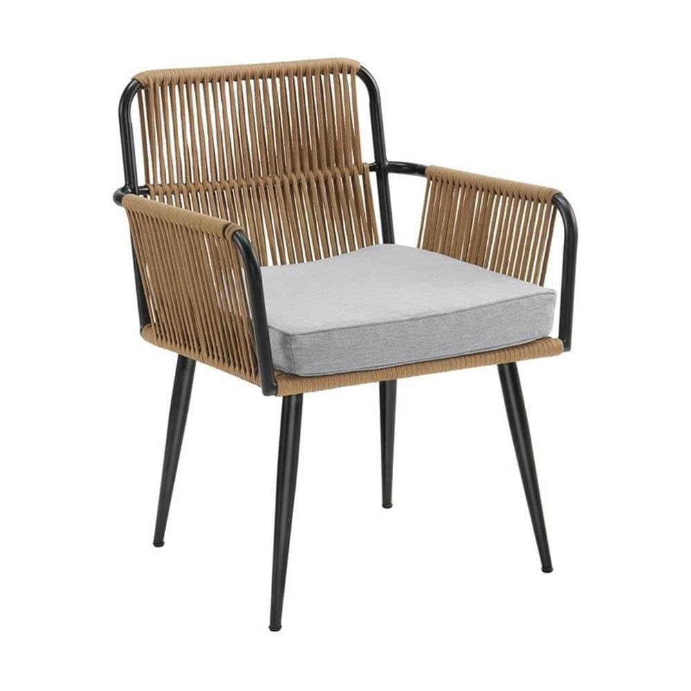 Alburgh All-Weather Outdoor Rope Armchairs with Light Gray Cushion - Modern Patio Furniture Set of 2 - Weatherproof & Durable for Indoor/Outdoor Use - Perfect for Backyard, Deck, Garden & Poolside Relaxation