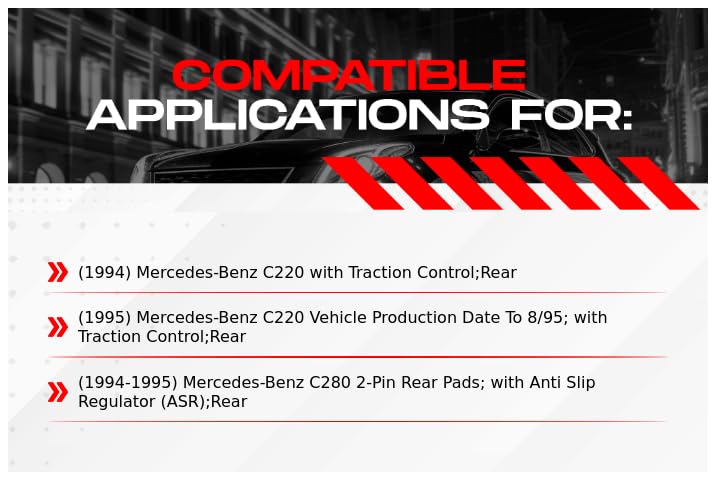 R1 Concepts Premium Rear Brake Kit - Ceramic Brake Pads & Rotors with Hardware | Fits 1994-1995 Mercedes-Benz C220 & C280 | Smooth Stopping Power for City Driving & Highway Commutes