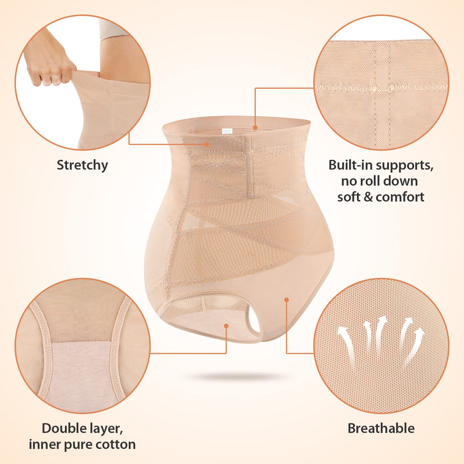 SIMIYA High Waisted Tummy Control Shapewear for Women - Firm Control Body Shaper Panties, Soft & Comfortable Postpartum Girdle - Perfect for Daily Wear, Workout & Special Occasions
