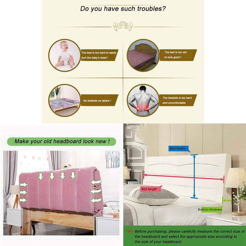**Ergonomic Bed Backrest Cushion - Reading Pillow with Headboard Cover Protector, Dust-Proof Bedside Pad for Solid Wood Hard Beds, Thickened Anti-Collision Design (150x60cm) - Perfect for Reading, Lounging & Back Support**