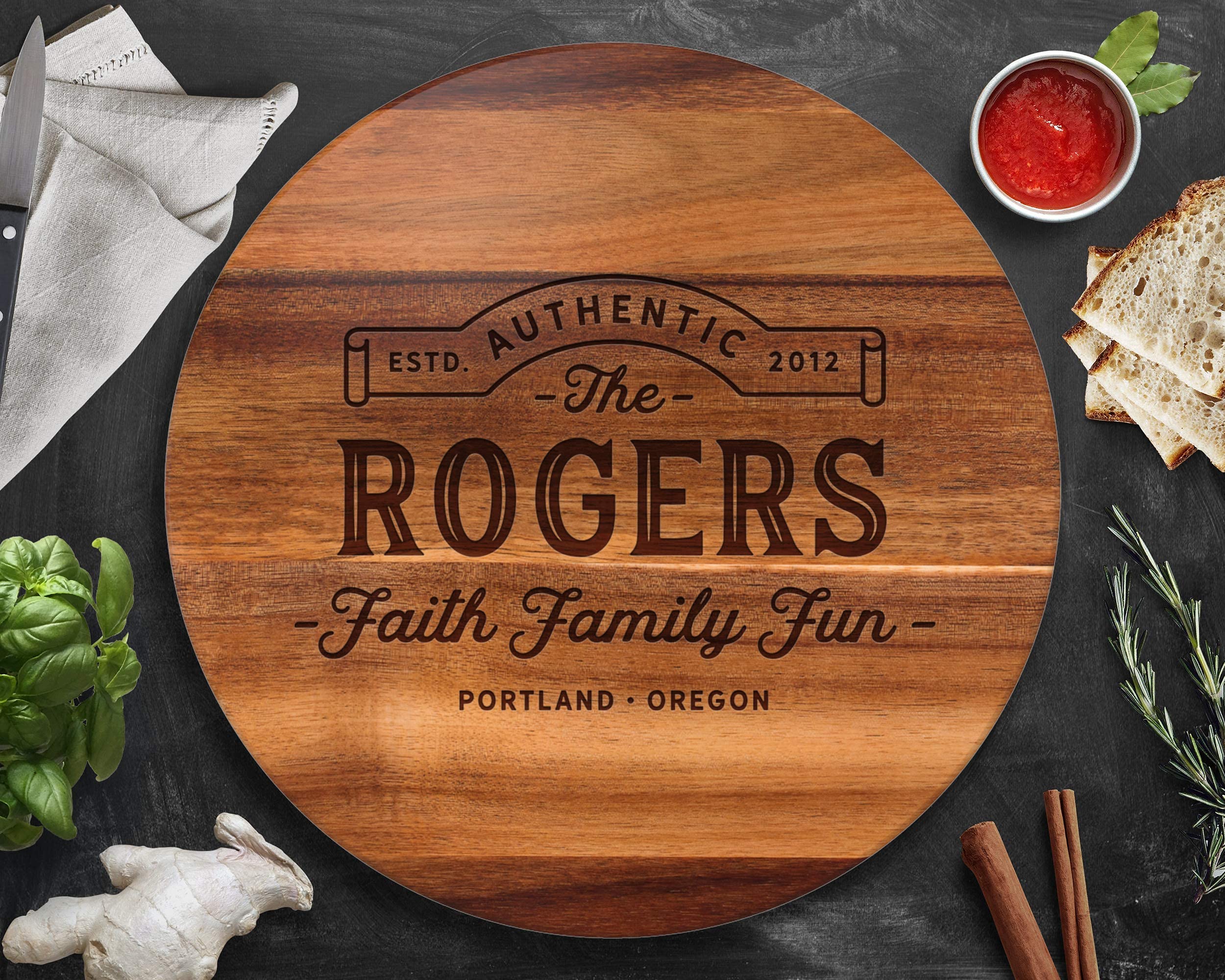Personalized Wooden Lazy Susan Turntable - Custom Engraved Wedding, Anniversary & Mother's Day Gift for Wife, Mom - Perfect for Family Dinners, Entertaining & Kitchen Organization