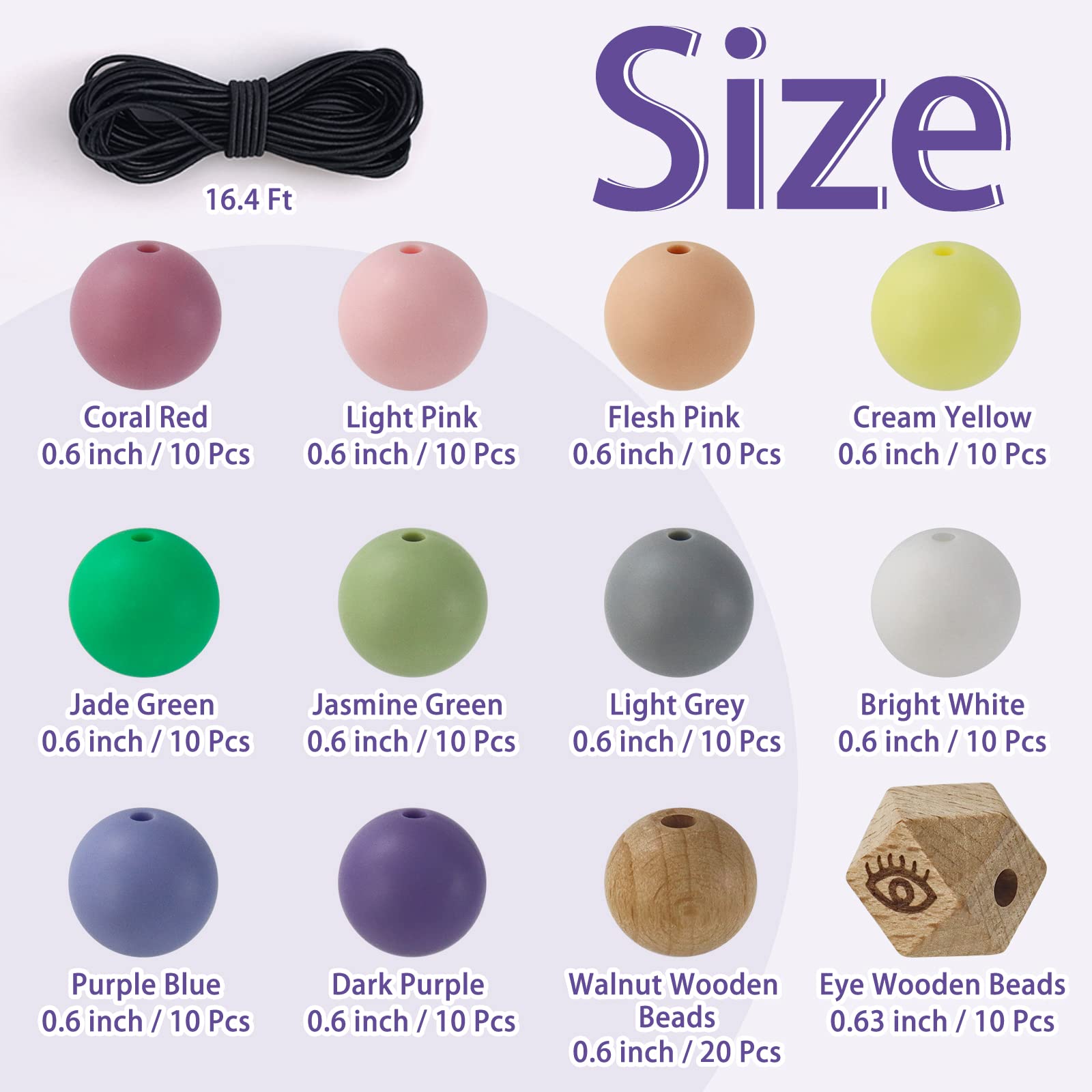 15mm Silicone Beads 130Pcs - DIY Jewelry Making for Necklaces & Keychains