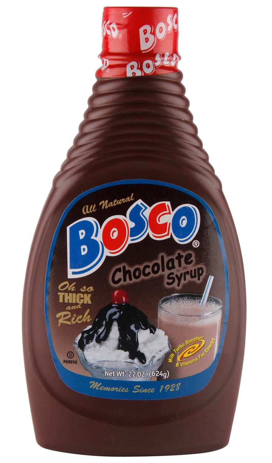 Bosco Chocolate Flavor Syrup 22-Ounce (Pack of 12) - Perfect for Milkshakes, Ice Cream Toppings & Dessert Recipes