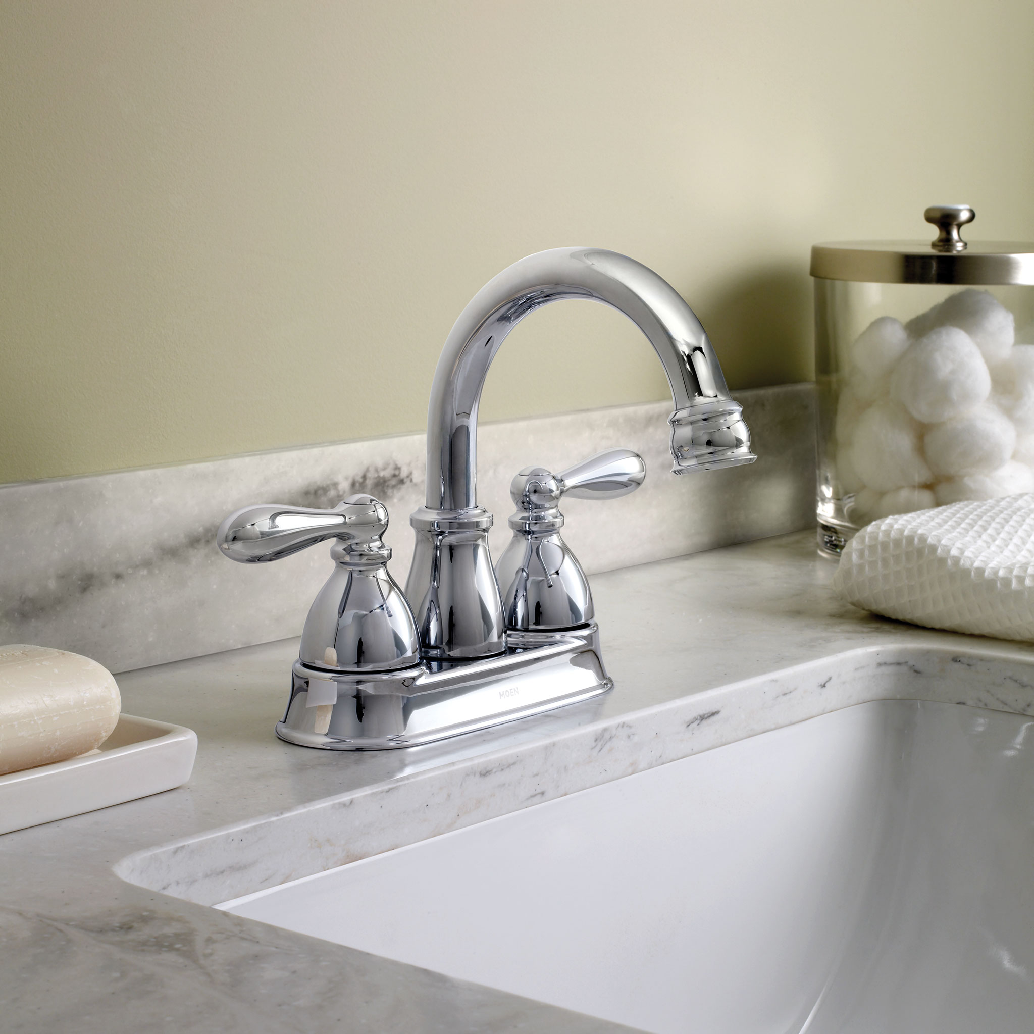 Caldwell Chrome Two Handle High Arc Bathroom Faucet - Modern Waterfall Spout for Vanity Sink, Perfect for Master Bathroom & Powder Room Renovation