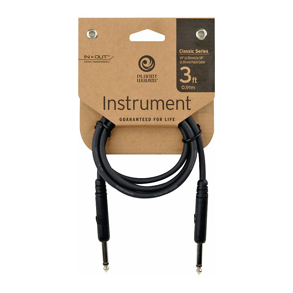 D'Addario Classic Series Pedalboard Patch Cable - Straight to Straight 3ft Guitar Cable for Effects Pedals | Perfect for Live Performances & Studio Recording