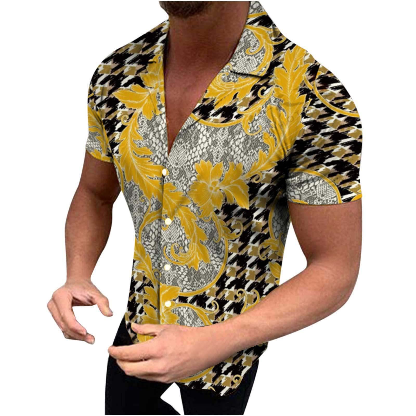 Men's Slim Fit Floral Aloha Shirts - Casual Short Sleeve Button Down Hawaiian Shirt for Beach Vacation & Summer Outings | Tropical Print Dress Shirt for Pool Parties, Luau Events and Island Getaways
