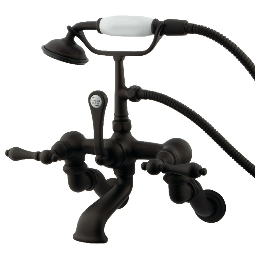 Vintage Adjustable Wall Mount Tub Faucet with Hand Shower - Kingston Brass CC457T8 - Perfect for Bathroom Renovation & Spa-Like Shower Experience