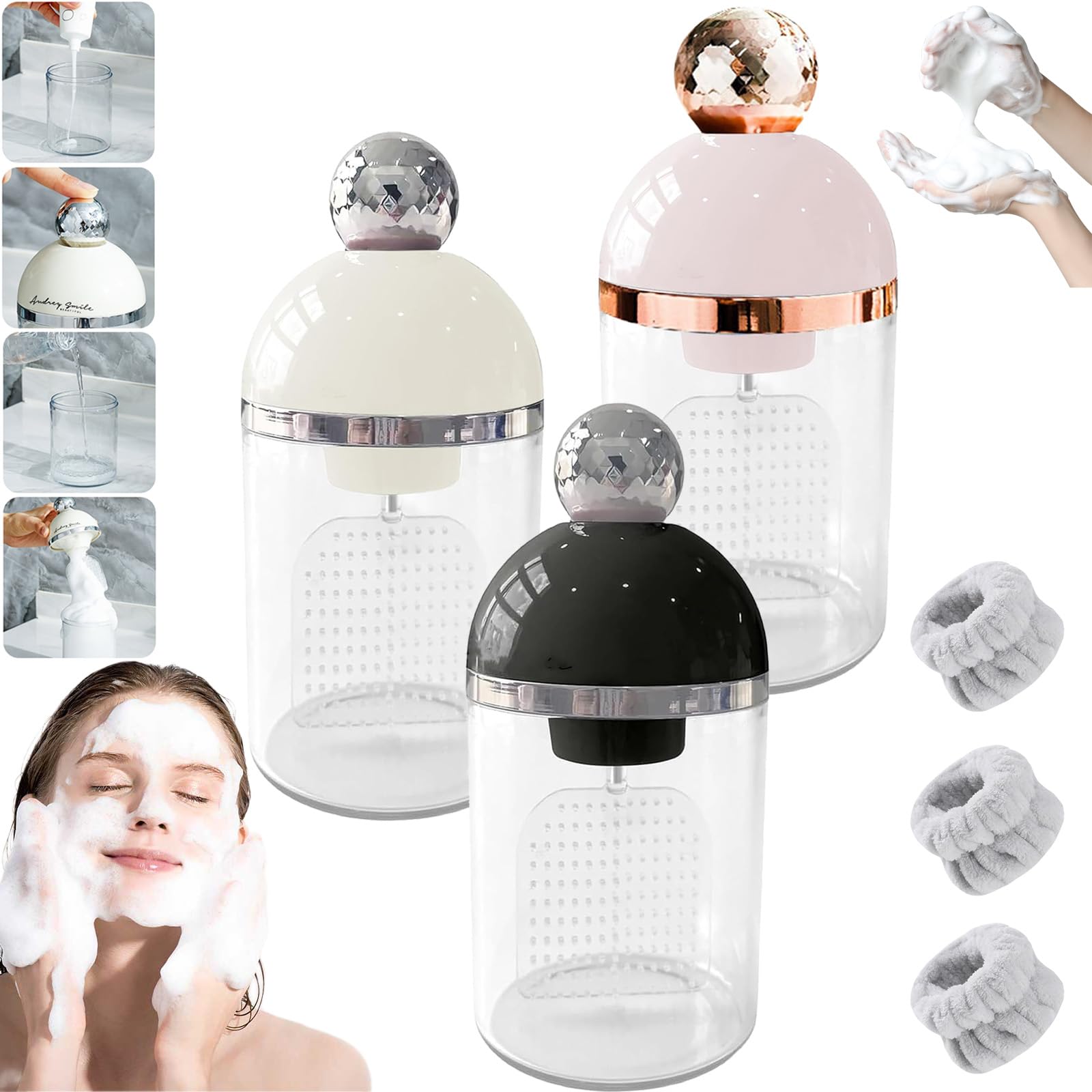 2024 New Rechargeable Electric Foam Maker for Face Wash & Shampoo - 3PCS Portable Soap Dispenser & Cleanser Bubbler - Skincare Tools for Home, Travel & Daily Beauty Routine - Perfect for Sensitive Skin & Gentle Cleansing