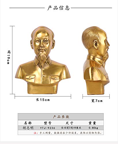 LAOJUNLU Pure Copper Ho Chi Minh Statue - Handcrafted Vietnamese Leader Bust for Home & Office Decor - Perfect for History Enthusiasts, Asian Art Collectors and Unique Gift Ideas