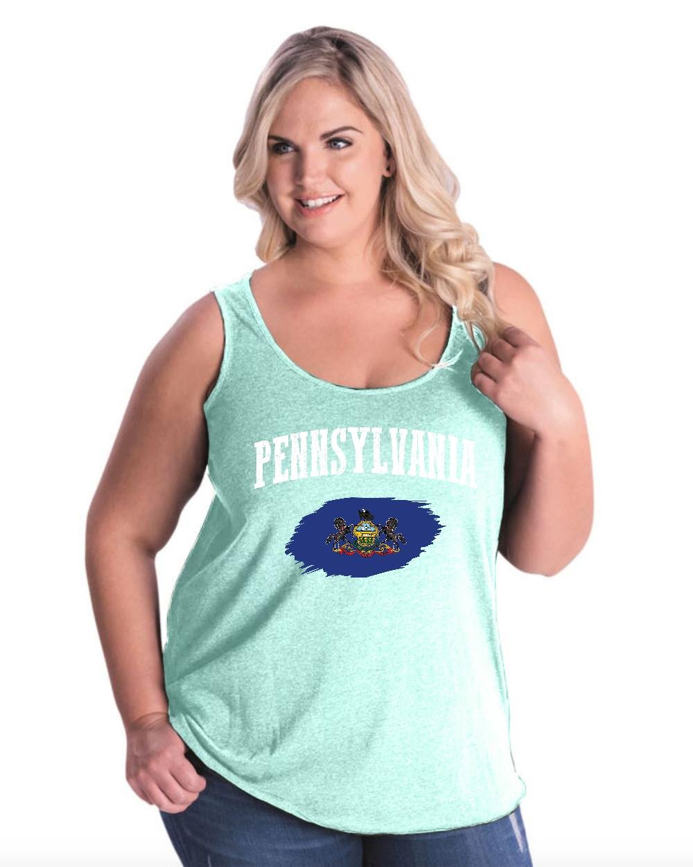 Pennsylvania State Flag Women's Plus Size Tank Tops - Comfortable American Pride Apparel for Casual Wear, Gym & Outdoor Activities