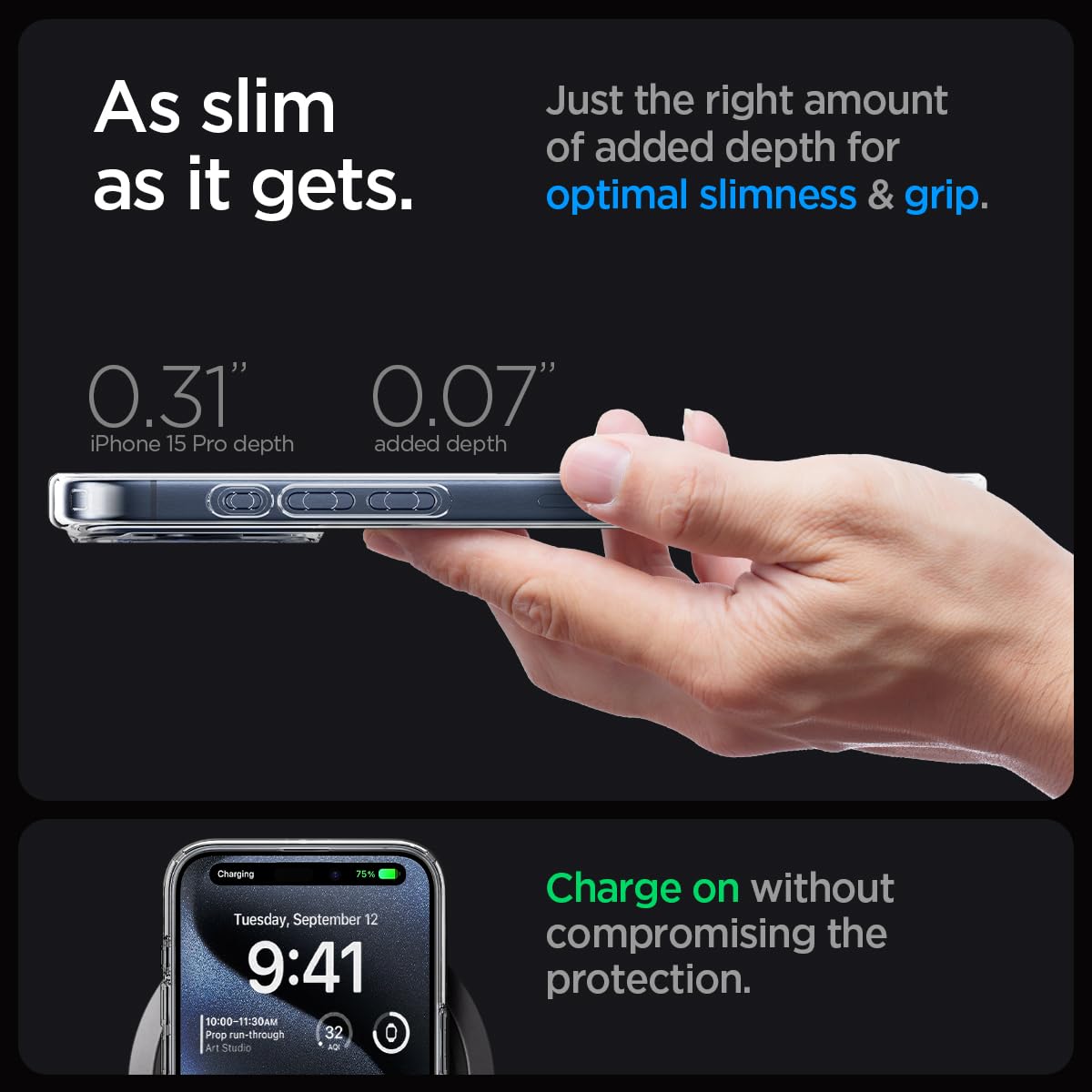 Spigen Ultra Hybrid MagFit Case for iPhone 15 Pro - Crystal Clear Anti-Yellowing Protective Cover | Perfect for Everyday Use, Wireless Charging & MagSafe Compatibility