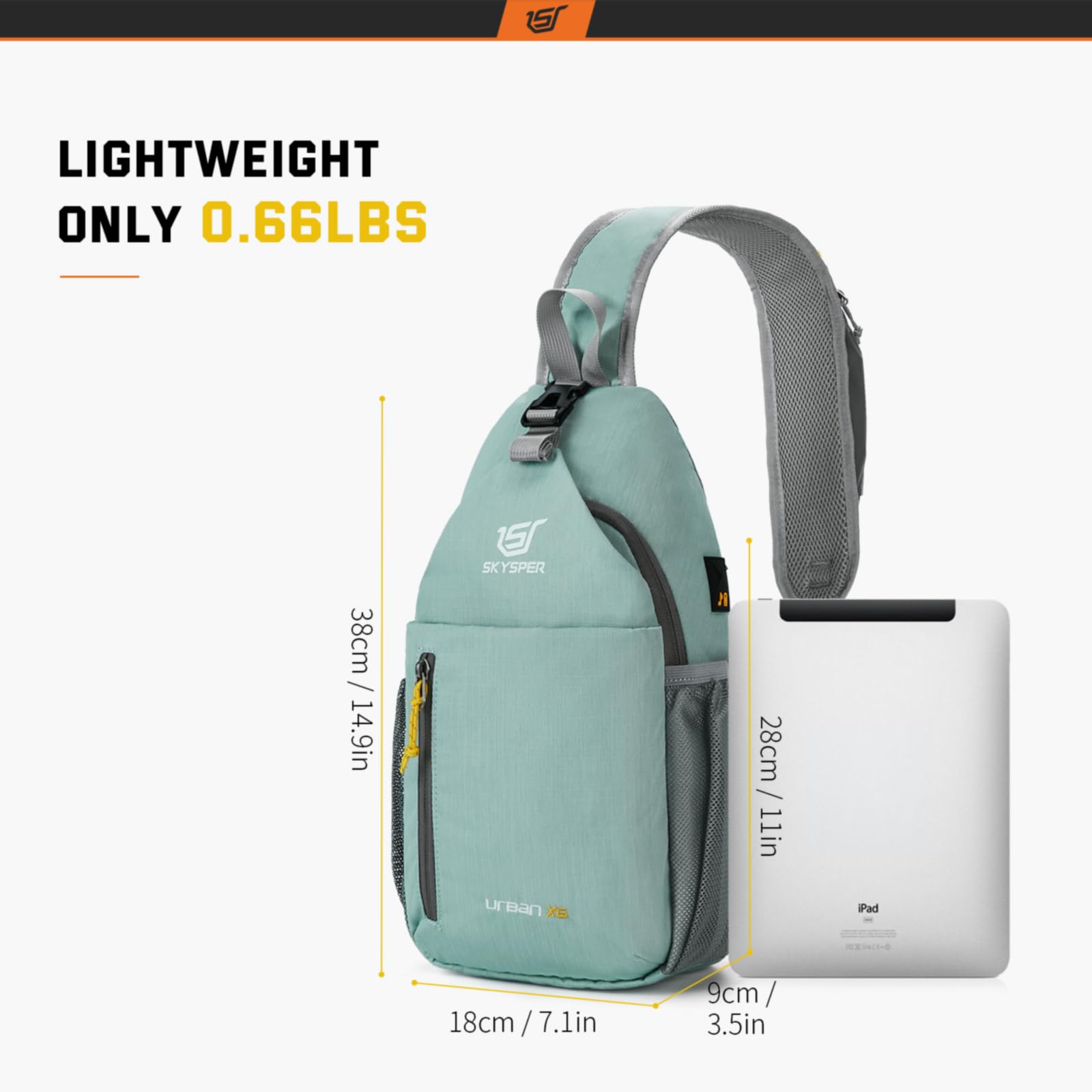 SKYSPER Crossbody Sling Bag for Men & Women - Lightweight Chest Shoulder Backpack for Travel, Hiking, Gym & Daily Use (Mint Green) | Compact Daypack with Adjustable Strap | Perfect for Commuting, Shopping & Outdoor Activities