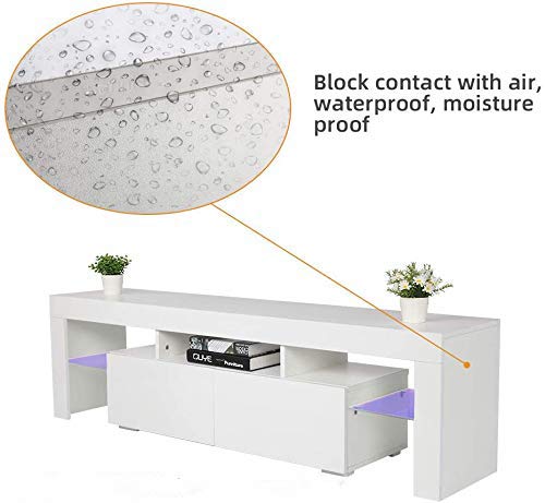 Modern TV Stand with LED Lights & Storage Drawers - 60 Inch Entertainment Center for Living Room, White TV Cabinet with Adjustable Shelves | Perfect for Home Theater Setup & Living Room Decor