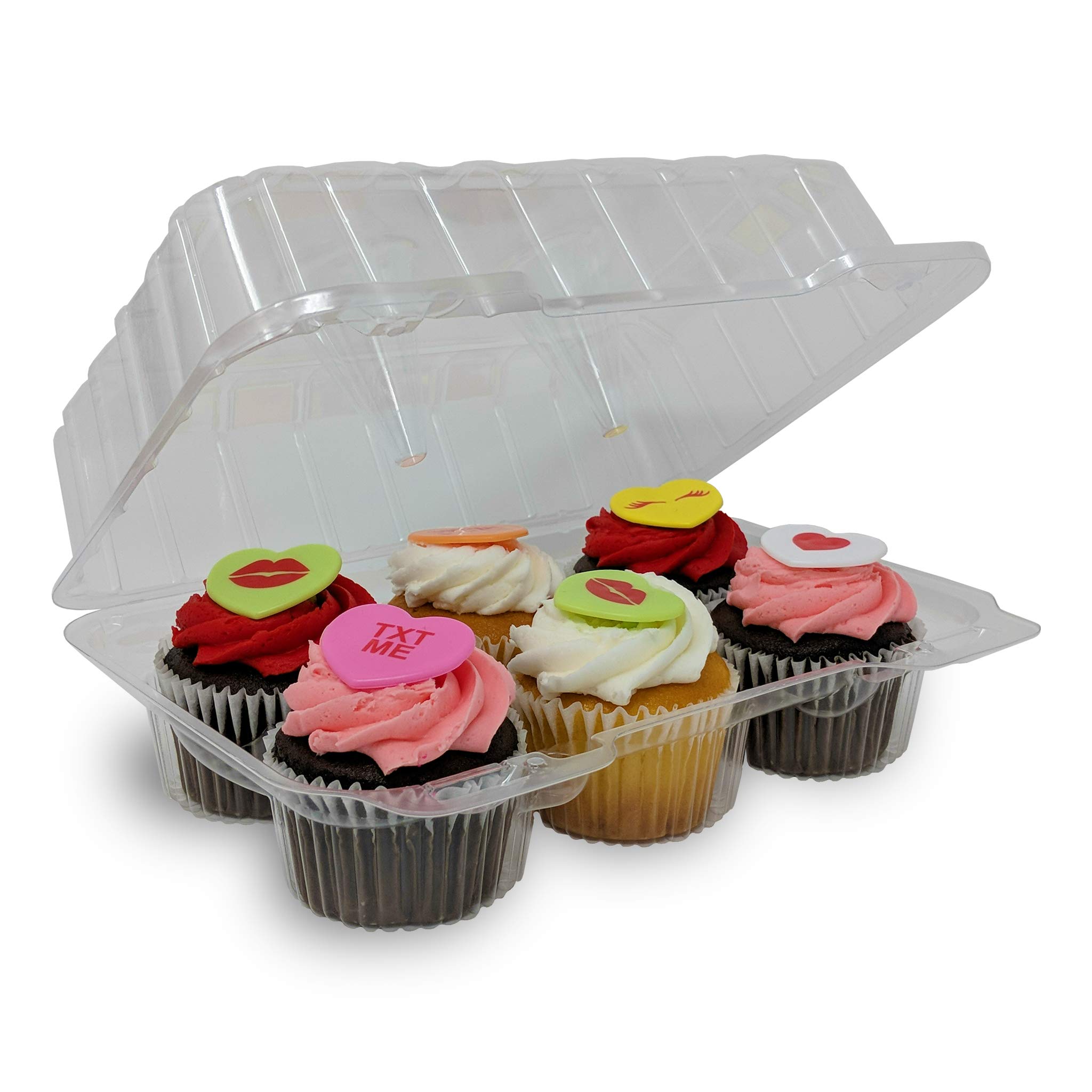 6-Pack Clear Hinged Cupcake & Muffin Containers - 350 Count Bulk Case - Perfect for Bakery Storage, Party Desserts & Food Delivery