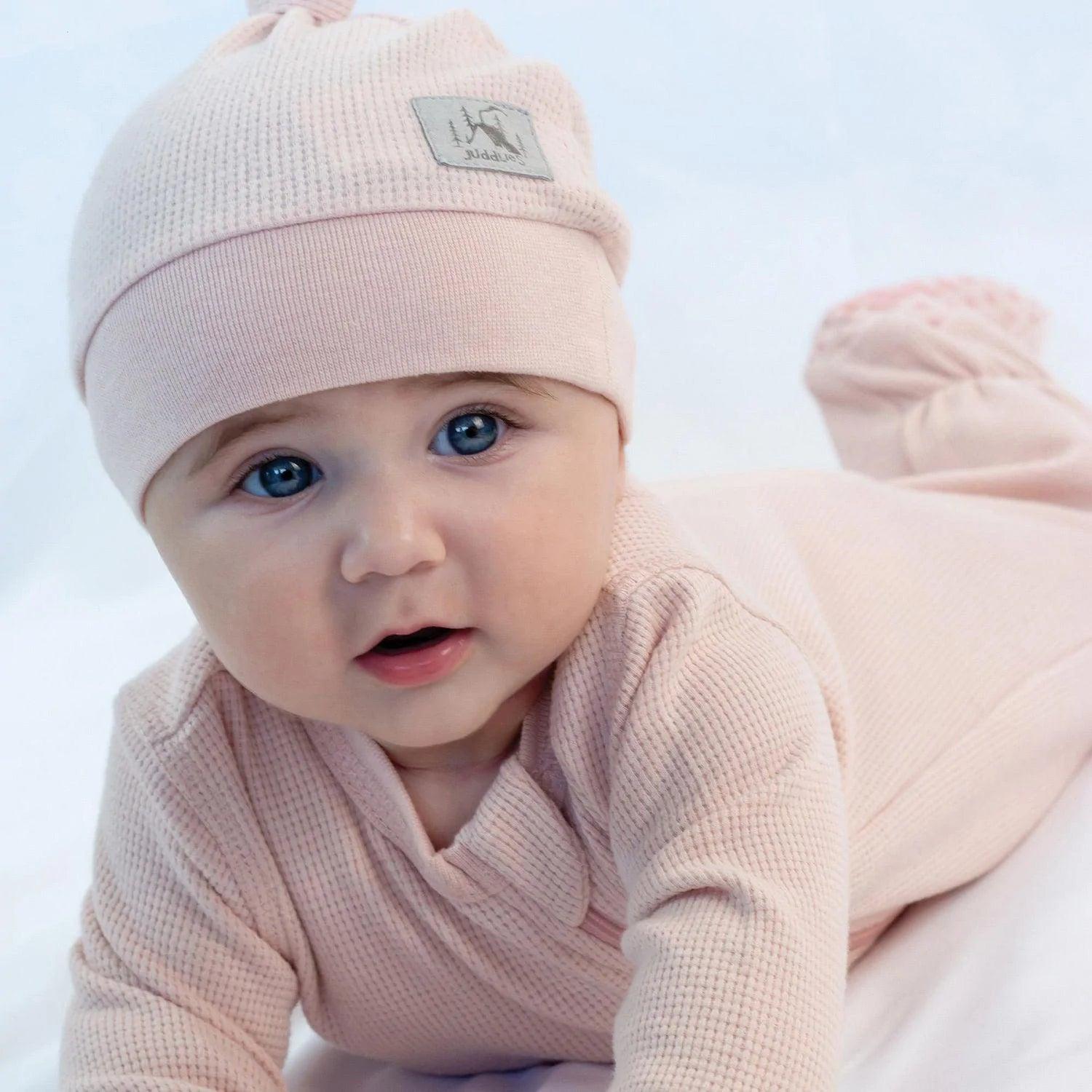 Juddlies Mini Waffle Collection Footed Sleeper - Soft Baby Pajamas with Non-Slip Soles for Newborns & Toddlers | Perfect for Bedtime, Playtime & Photo Shoots