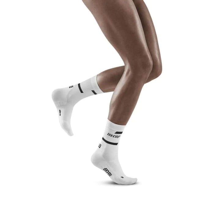 CEP Women's The Run Socks Mid Cut v4 - White | Compression Running Socks for Women | Perfect for Marathon, Jogging & Workout Support