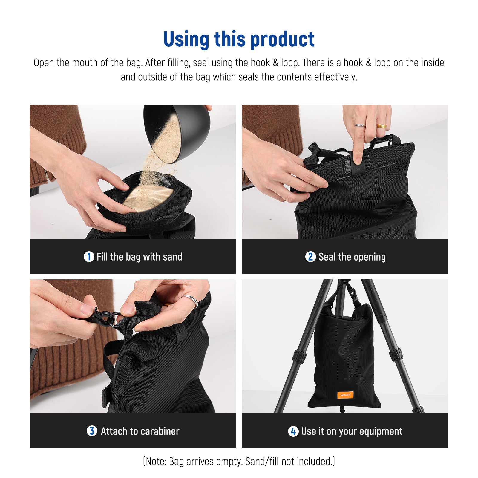 Professional NEEWER Photography Sandbag - Heavy Duty Weight Bag for Studio Lights, Stands & Equipment - Perfect for Outdoor Shoots, Video Production & Film Sets
