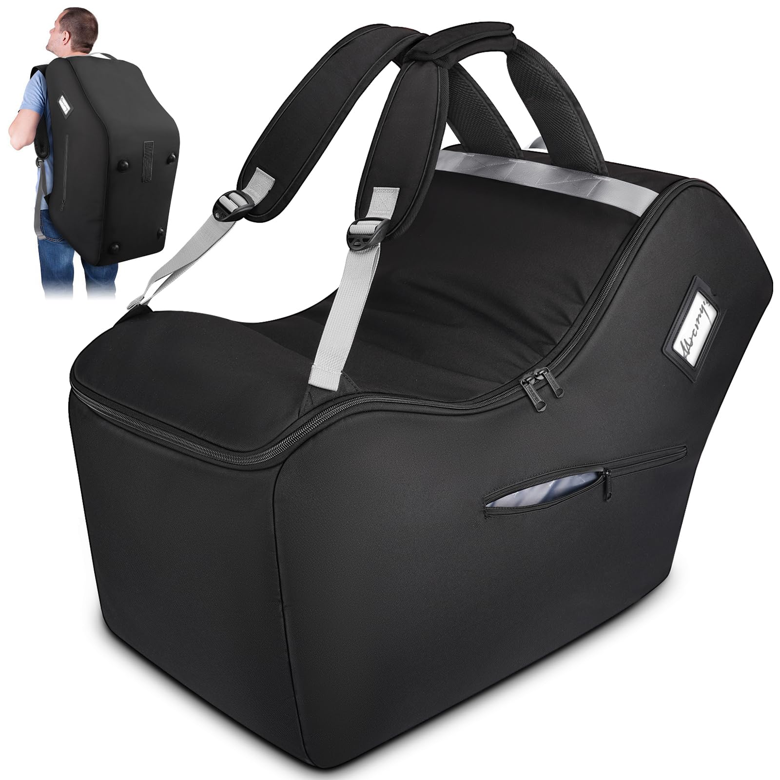 YOREPEK Padded Car Seat Travel Backpack - Universal Fit for Nuna Pipa & Other Infant Car Seats, Airplane Approved with Shoulder Straps & Side Pocket - Protective Cover for Baby Car Seat Travel & Storage