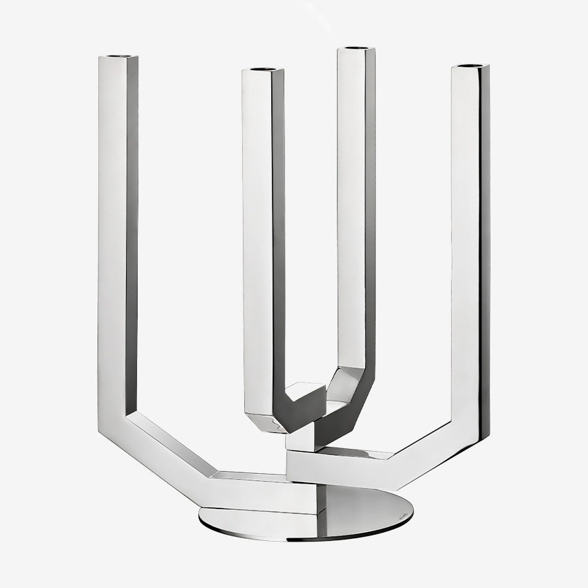 Christofle Arborescence 4-Light Candelabra - Premium Stainless Steel Chandelier for Dining Room, Wedding & Luxury Home Decor