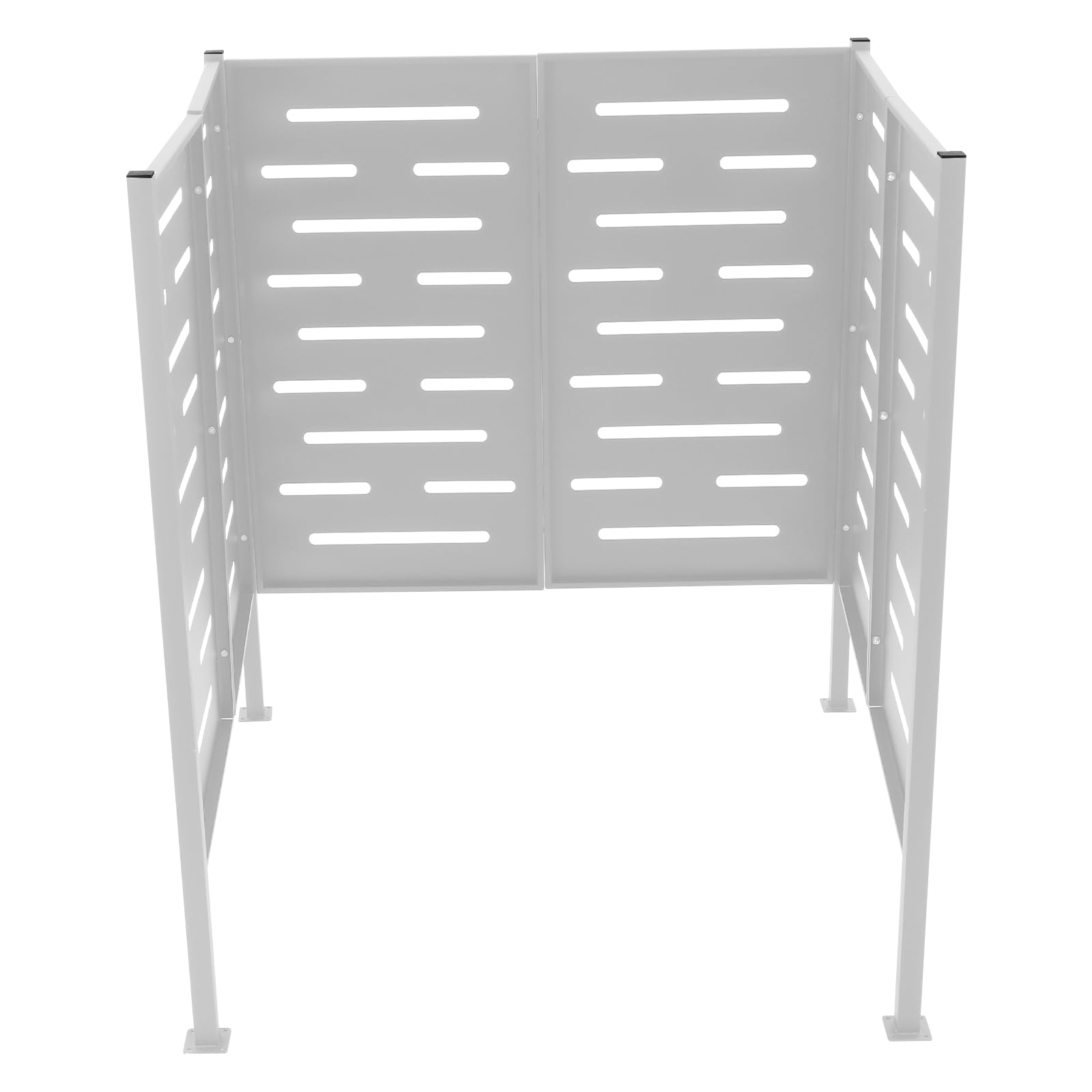 White Iron AC Privacy Screen Fence Panel - Outdoor Air Conditioner Cover & Enclosure to Hide AC Unit - Durable Weatherproof Equipment for Backyard, Patio & Garden Privacy