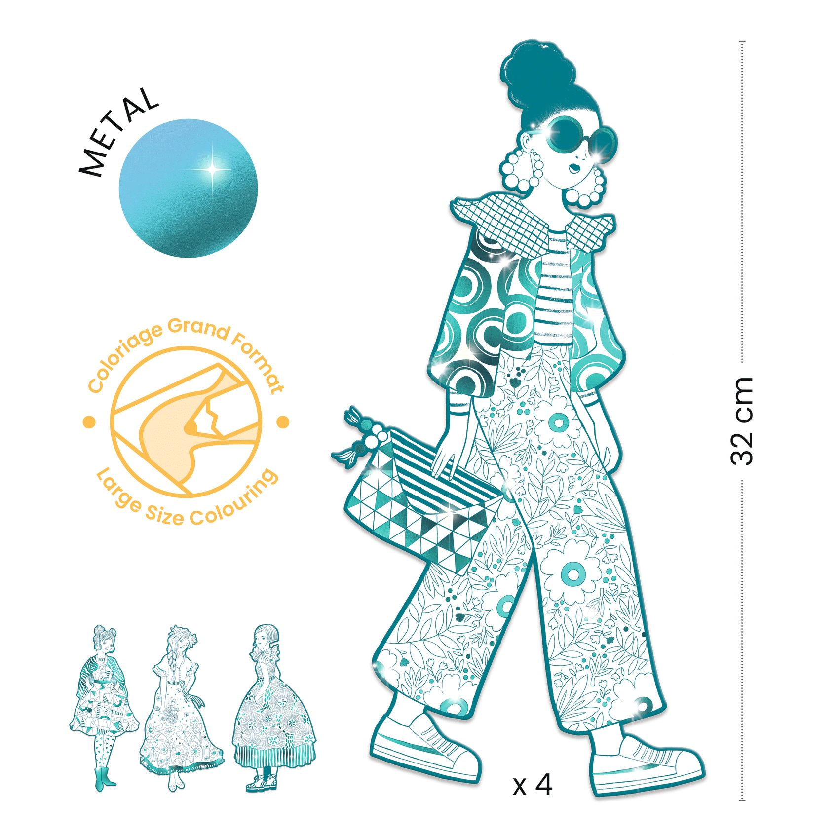 Rebekka & Friends Les Demoiselles Fashion Coloring Book by Djeco - Creative Art Activity for Kids, Teens & Adults | Perfect for Relaxation, Birthday Gifts & Family Bonding