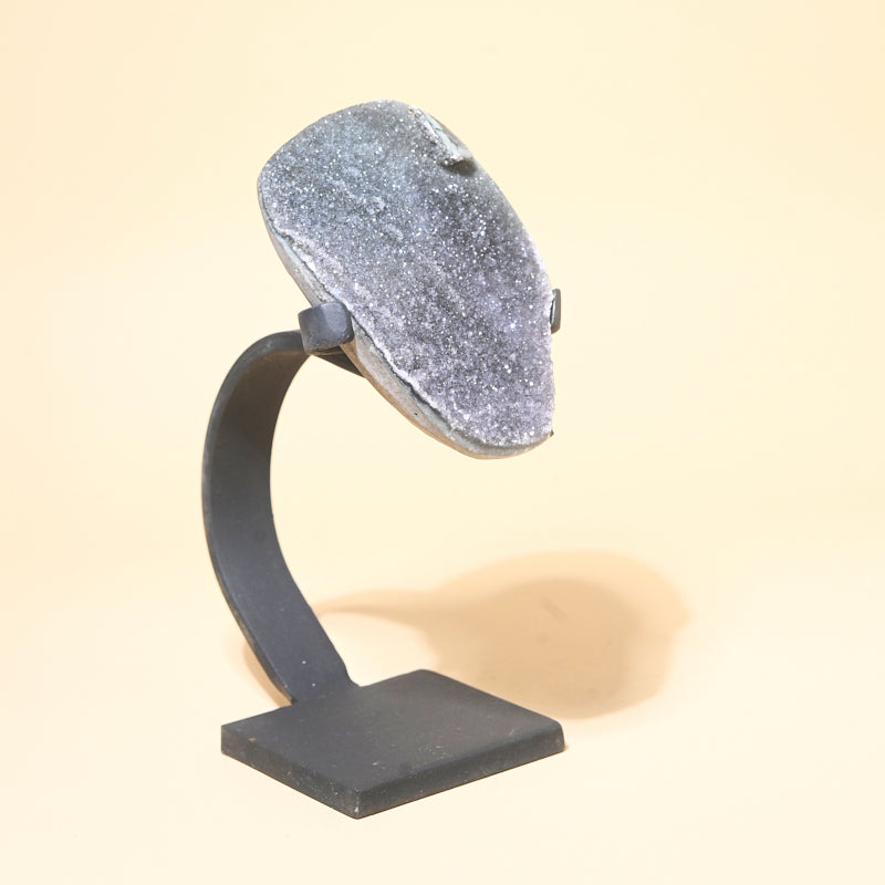 Natural Amethyst Geode on Wooden Stand - 2.5 lbs Healing Crystal for Home Decor, Meditation & Spiritual Gifts