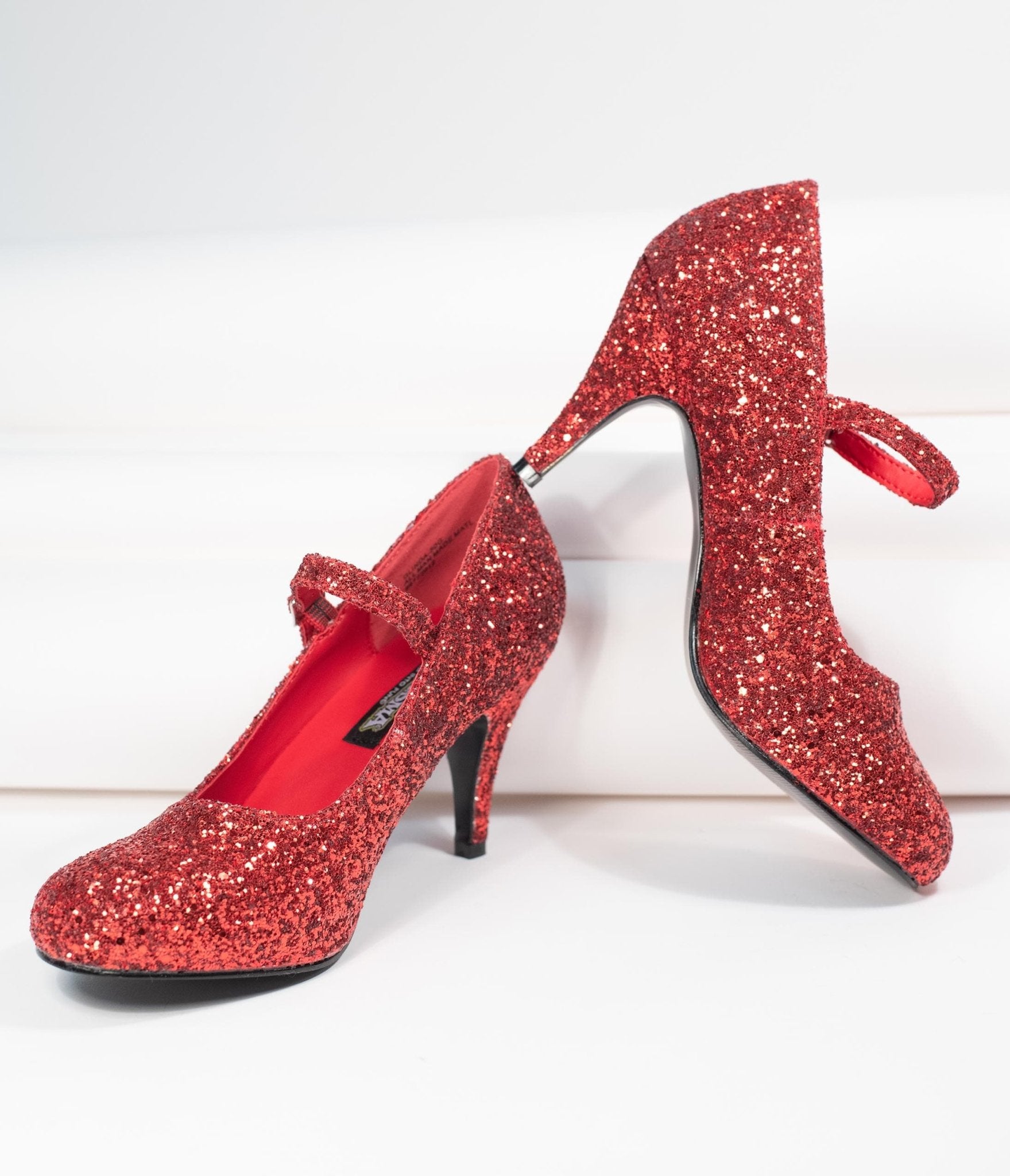 Sparkly Red Glinda Mary Jane Heels for Women - Elegant Glitter Party Shoes for Weddings, Prom, Cosplay & Halloween Costumes