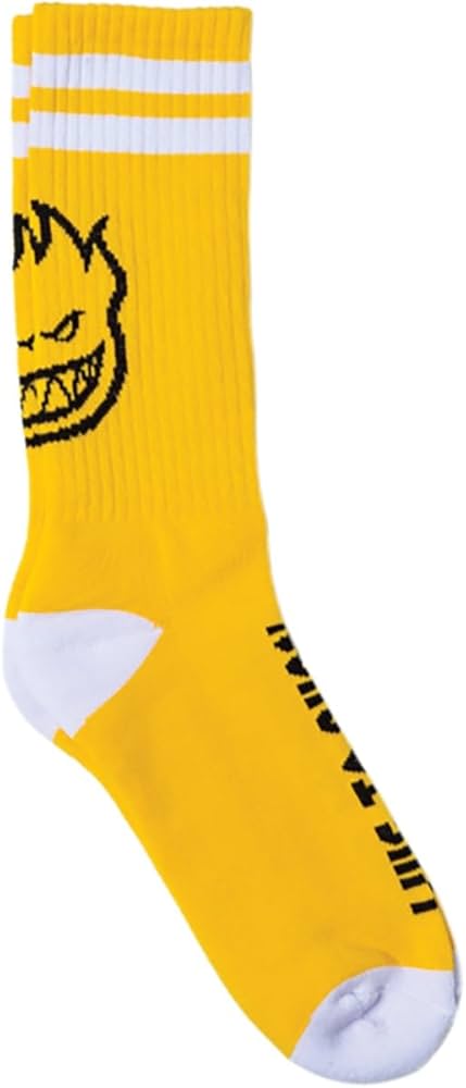 Spitfire Heads Up Socks - Yellow, Black & White Crew Socks for Men & Women - Perfect for Skateboarding, Sports & Casual Wear
