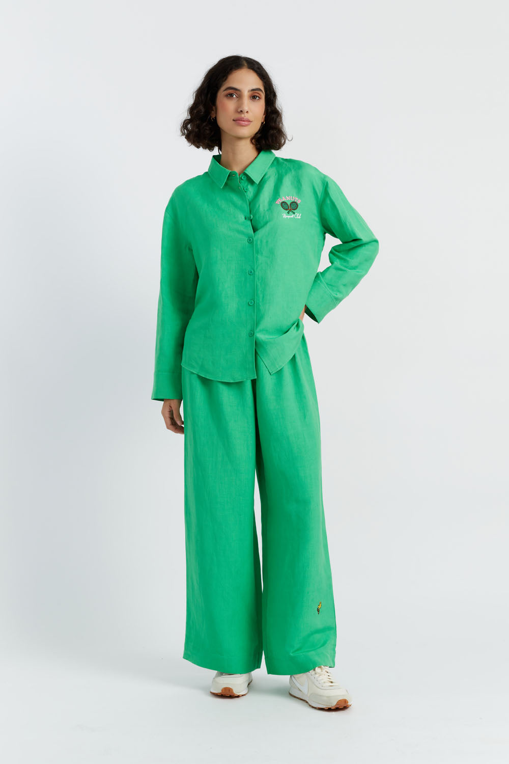 Premium Green Linen Cotton Peanut Racquet Club Trousers - Classic Casual Pants for Golf, Tennis & Country Club Wear