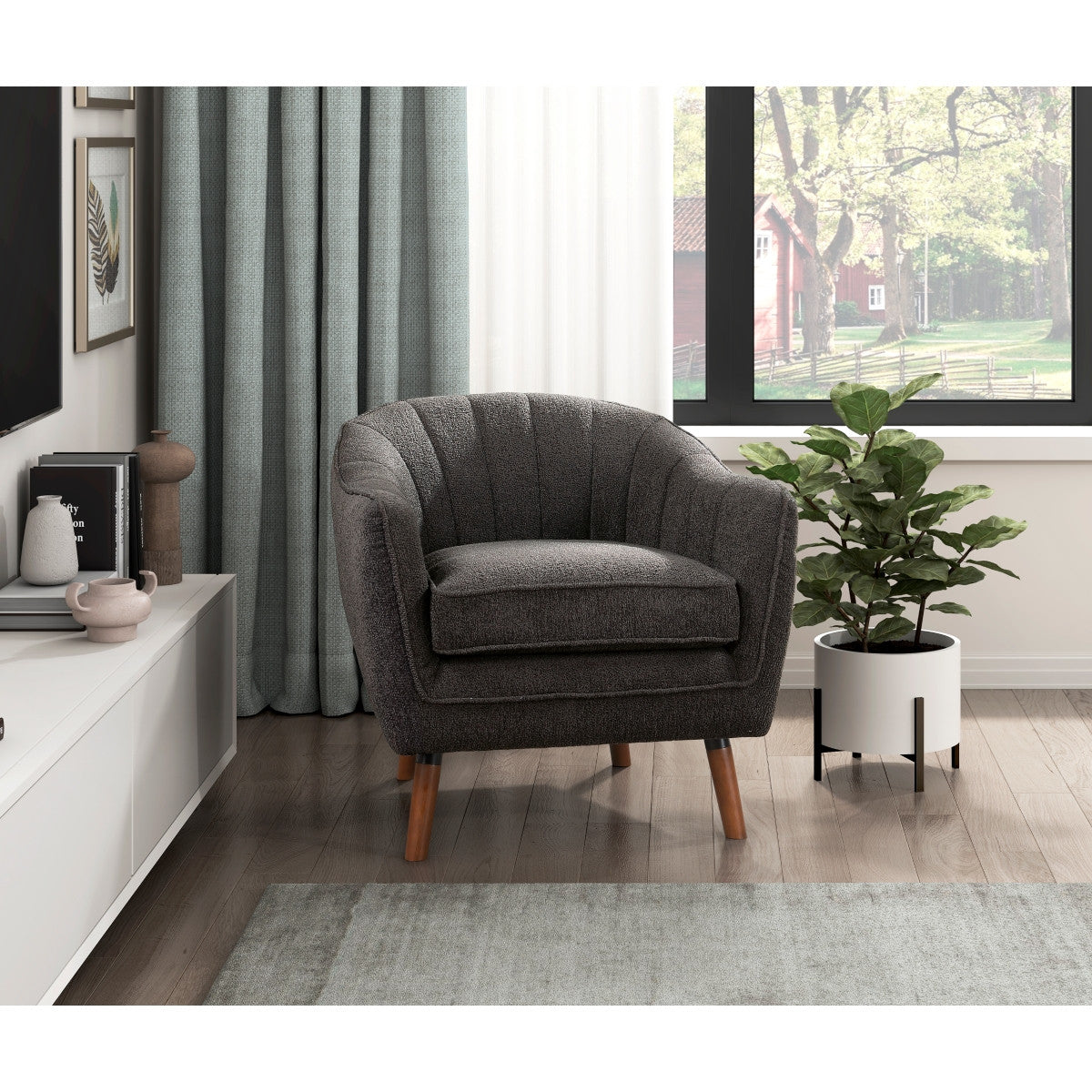 Calypso Accent Chair - Charcoal Gray Modern Lounge Chair for Living Room, Bedroom & Office - Comfortable Mid-Century Style Seating for Home Decor