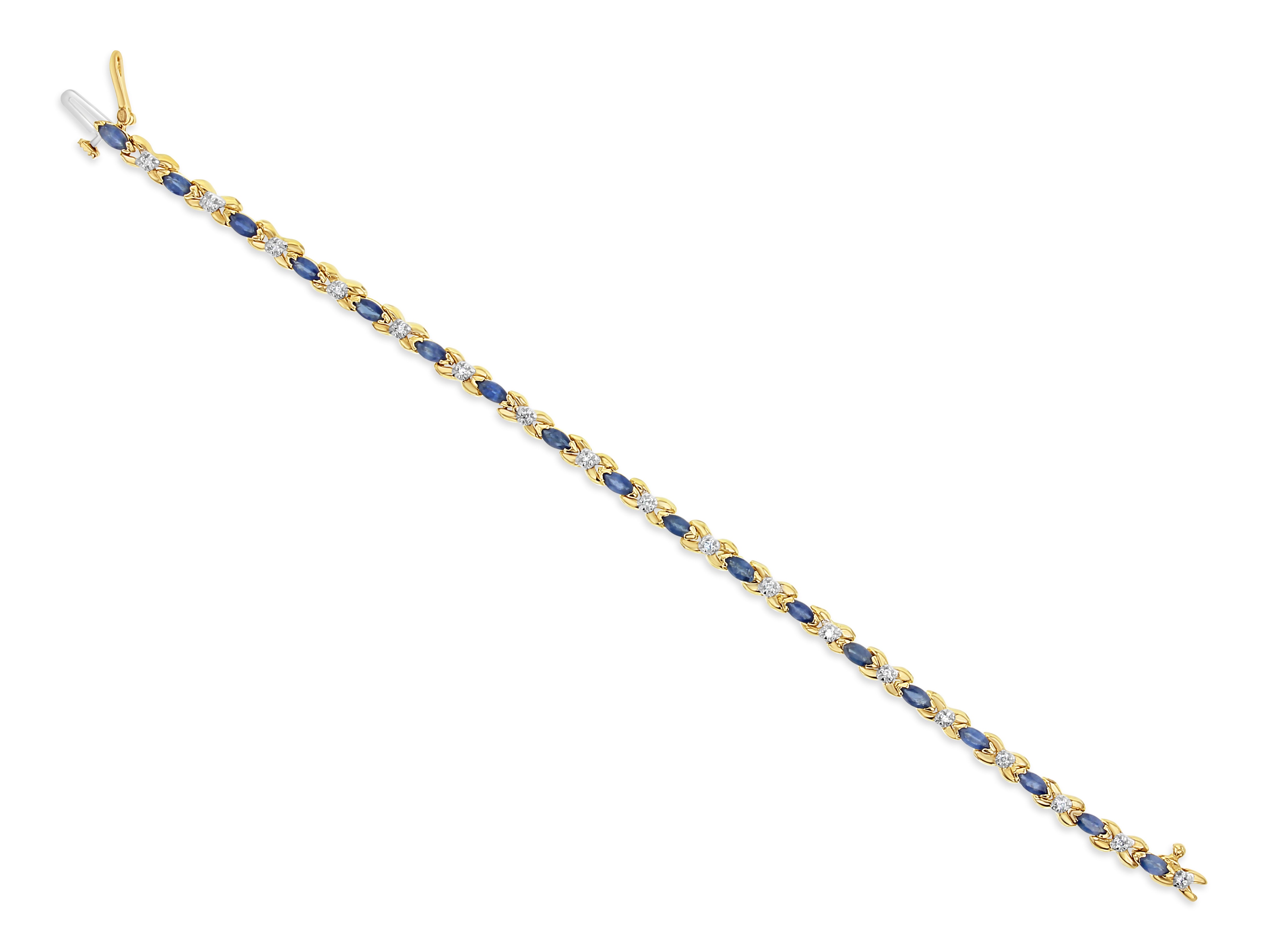 Elegant Marquise Sapphire & Diamond X-Link Tennis Bracelet for Women | Perfect for Weddings, Parties & Special Occasions