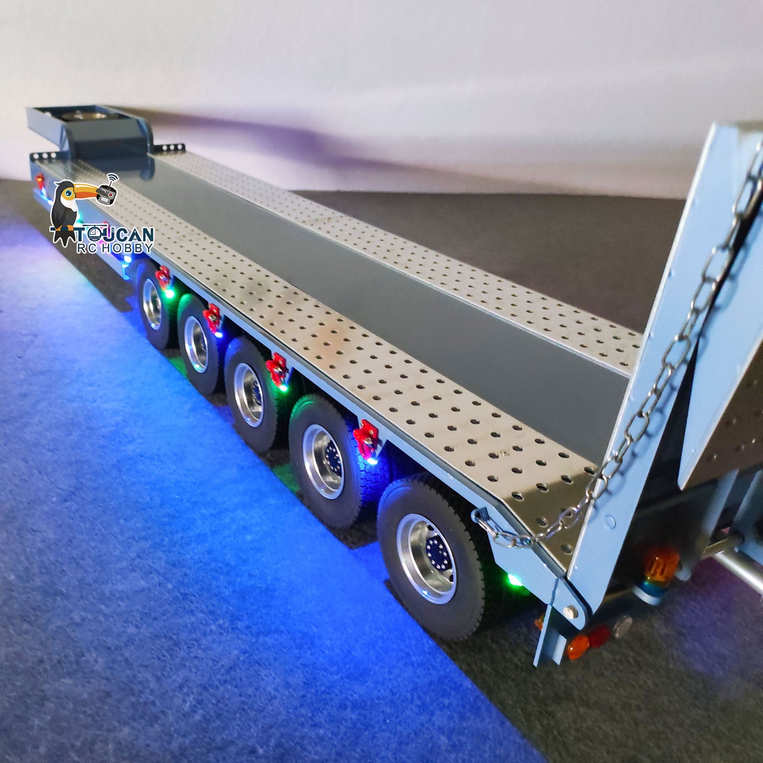 1/14 Scale RC Tractor Truck with 5-Axle Metal Semi Trailer - Remote Control Dump Truck Construction Vehicle for DIY Hobby Models (Pre-Painted) | Perfect for Construction Site Play, RC Car Racing & Collectible Displays