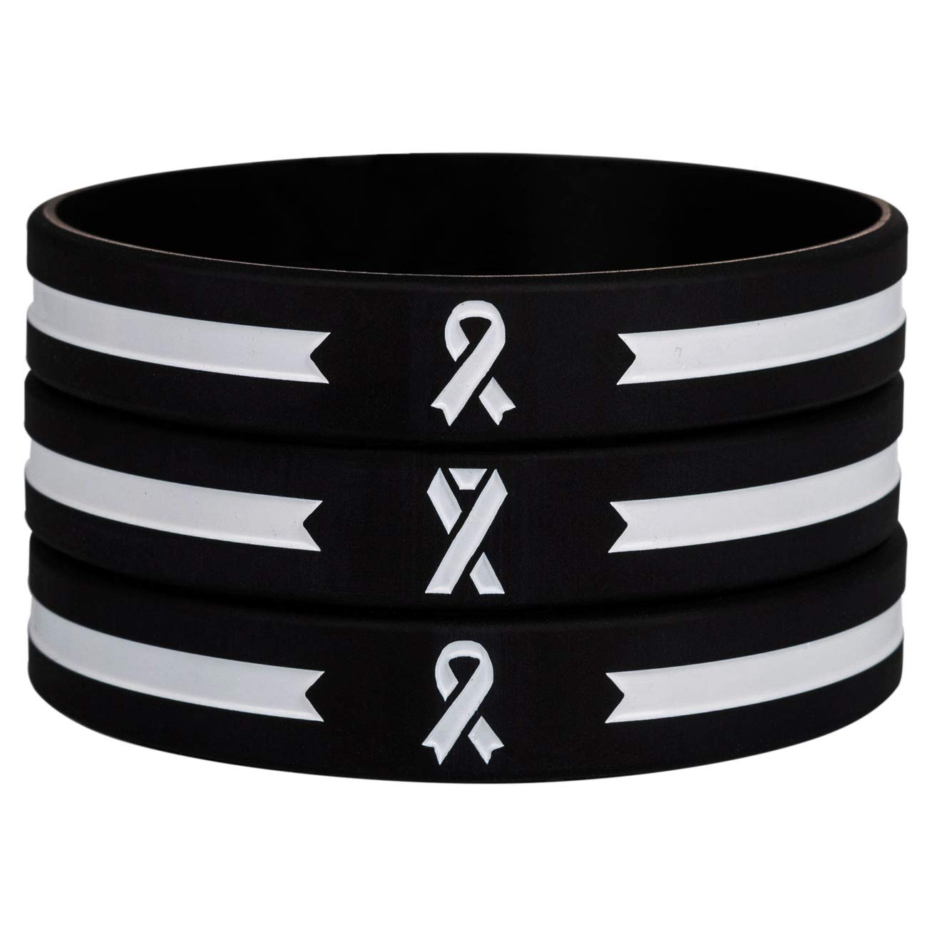 Sainstone White Awareness Ribbon Silicone Bracelets - Mental Health Support Wristbands for Men & Women - Unisex Rubber Charity Wristbands for Anxiety, Depression & Suicide Prevention Awareness - Perfect for Fundraisers, Events & Daily Wear