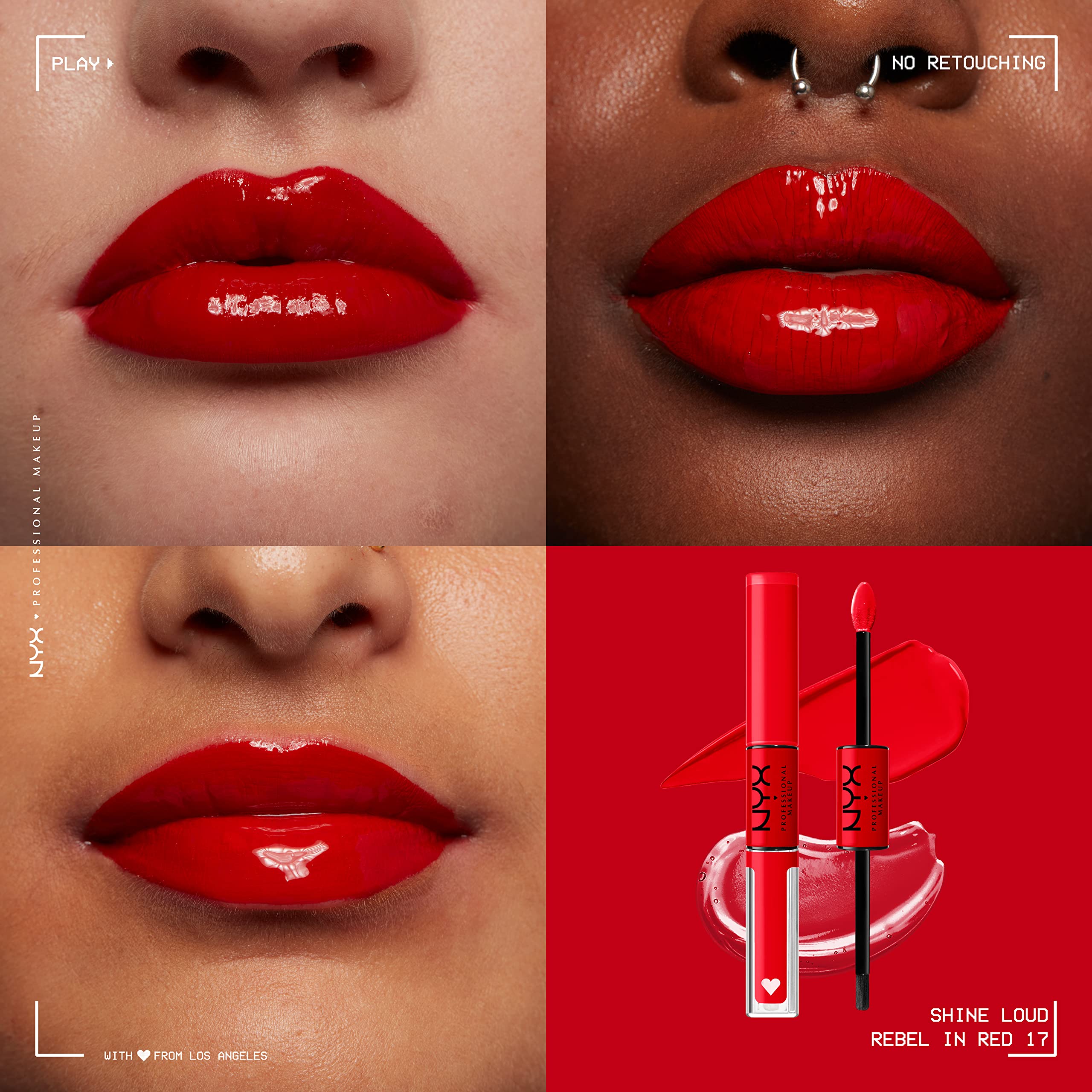 NYX PROFESSIONAL MAKEUP Shine Loud High Pigment Liquid Lipstick - Long Lasting Matte Lipstick with Clear Gloss Top Coat, Rebel In Red (Warm Red) | Perfect for Parties, Date Nights & Special Occasions