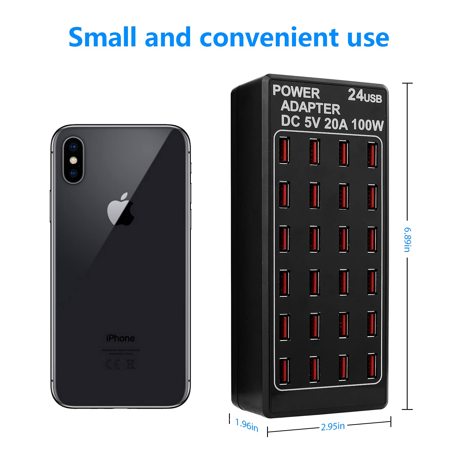 24-Port 100W (20A) USB Charging Station - Fast Desktop Charger for Multiple Devices | Perfect for Home, Office, Hotel, School, Mall & Travel Use