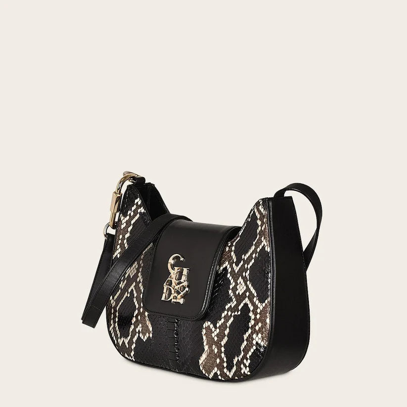 BOD88PI Cuadra Black Fashion Python Crossbody Bag for Women - Stylish & Elegant Purse for Daily Use, Parties & Travel
