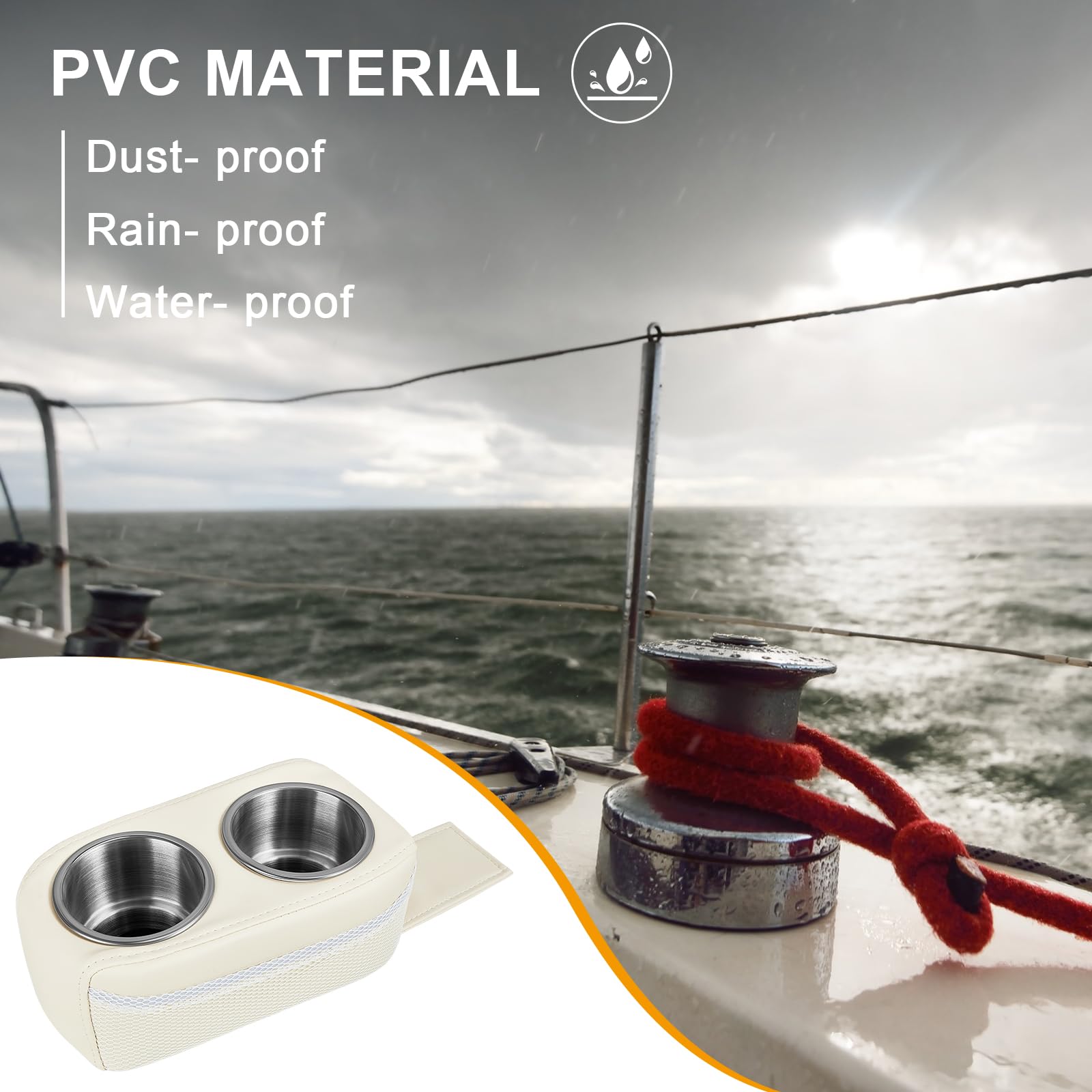 Layhit Stainless Steel Double Cup Holder for Car Boat RV Yacht - White | Durable Drink Holder for Seats, Perfect for Road Trips, Boating & Outdoor Adventures