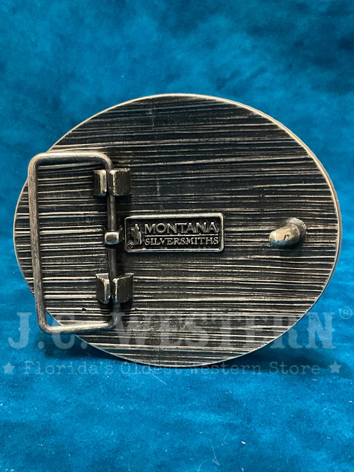 Montana Silversmiths 61028 Oval Longhorn Classic Antiqued Silver Belt Buckle for Men - Western Style Cowboy Accessory for Rodeo, Ranch & Country Fashion