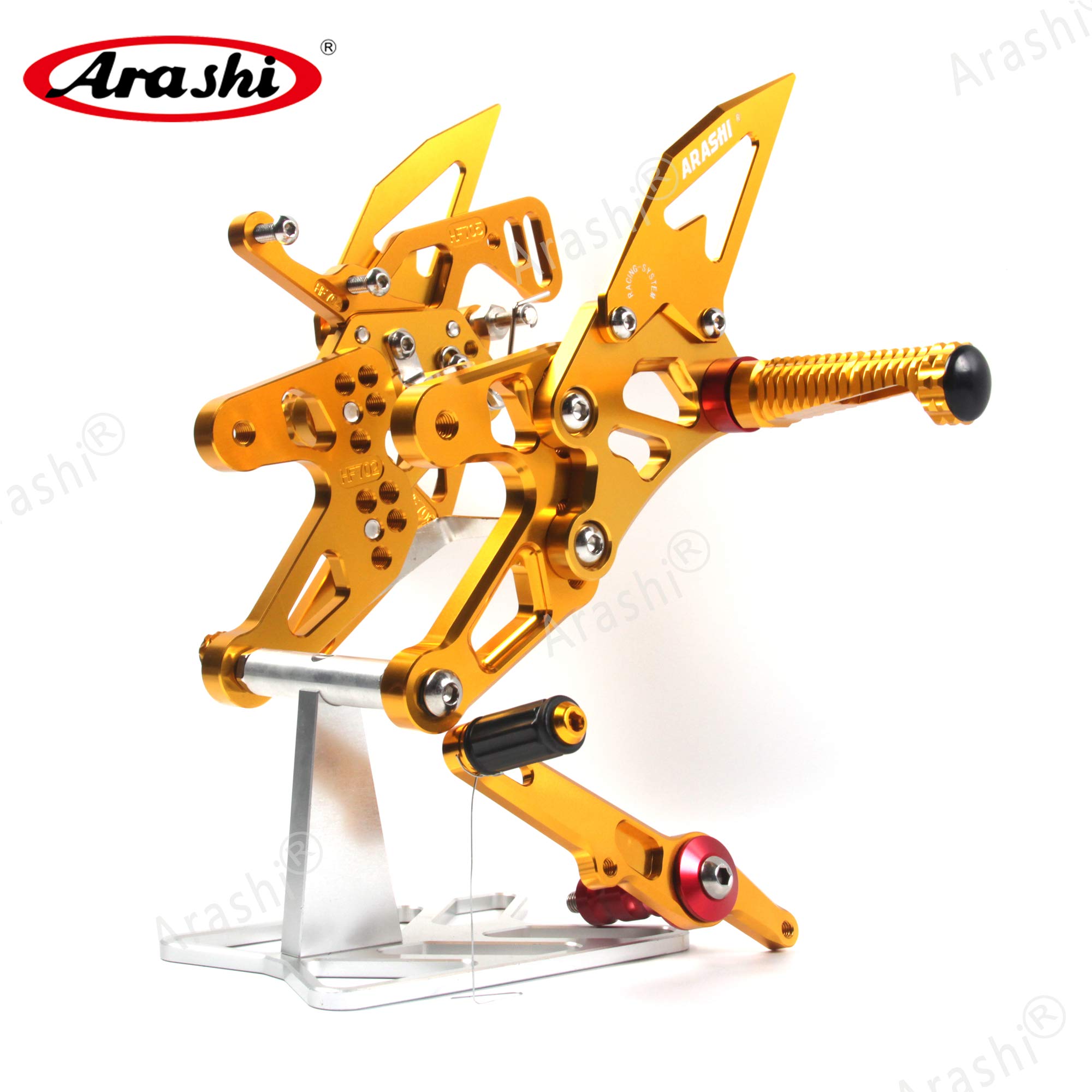 Arashi V2.0 Adjustable Rear Sets Foot Pegs for BMW S1000R (2017-2019) - Motorcycle Footrest Accessories in Gold - Perfect for Track Days & Performance Riding