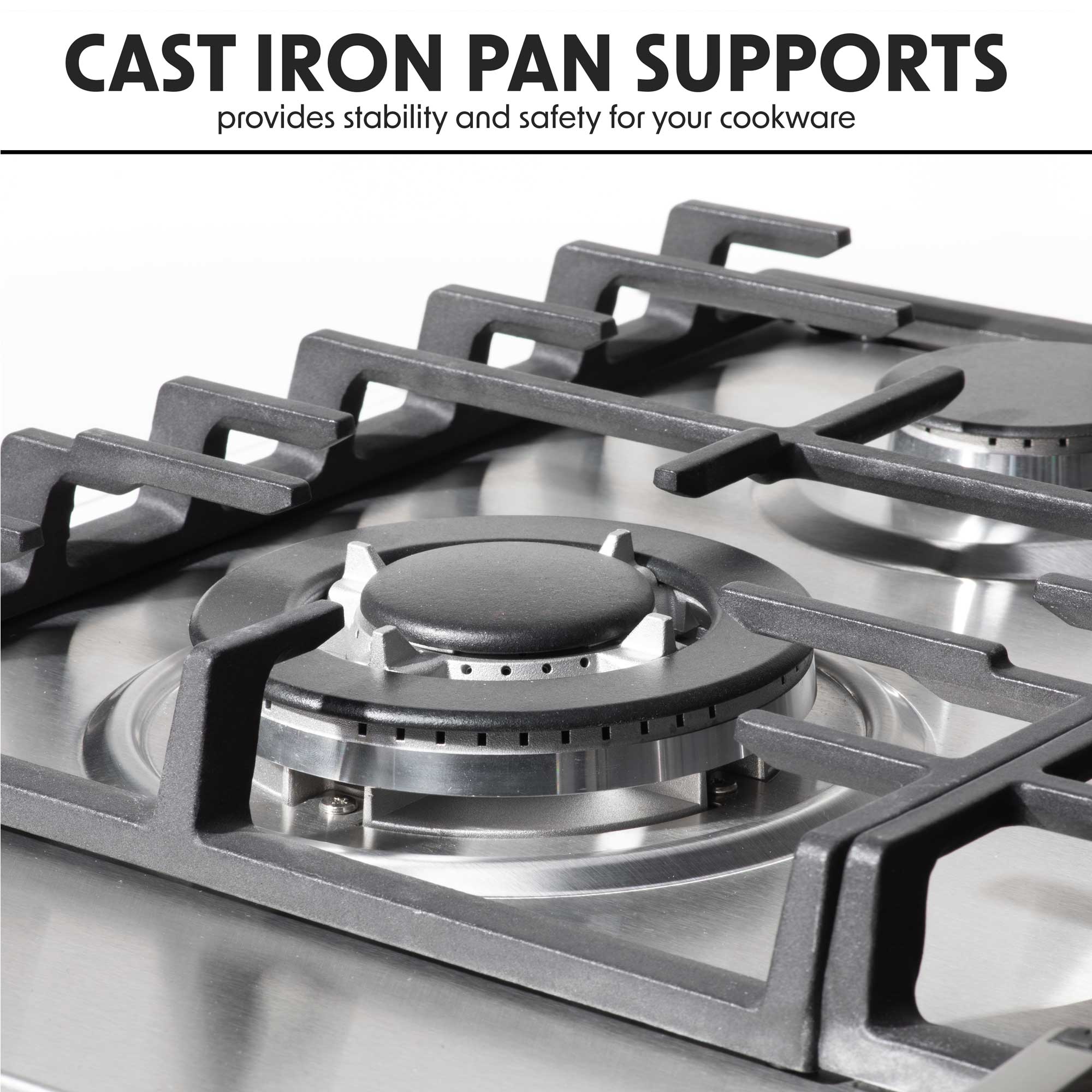 Baridi 60cm Built-In Gas Hob with 4 Burners & Cast Iron Pan Supports - Stainless Steel DH225 | Perfect for Home Kitchens & Professional Cooking