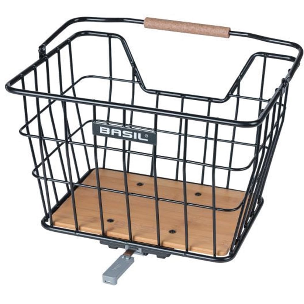 Black Basil Nordland Bike Basket - 40x32x30 cm Front or Rear Mount Bicycle Basket for Groceries, Picnics & Daily Commuting
