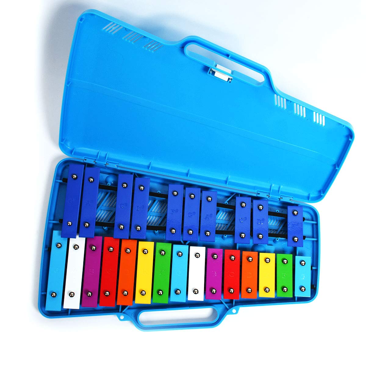 Professional 25-Key Blue Plastic Glockenspiel Xylophone with 2 Mallets - Durable Metal Bars for Adults & Kids - Perfect for Music Education, Classroom, and Home Practice