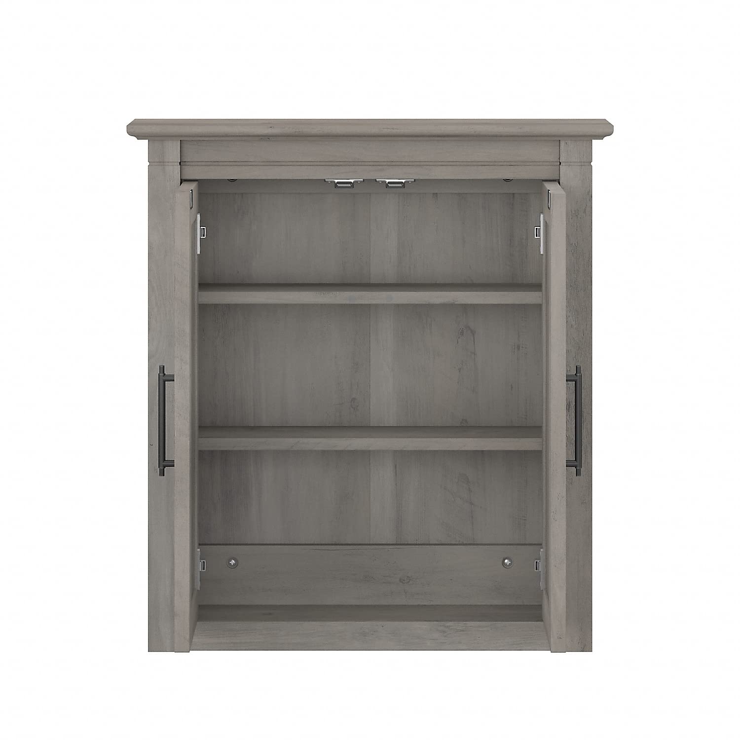 Bush Furniture Key West Bathroom Wall Cabinet with Doors - Driftwood Gray Storage Organizer for Bathroom Essentials | Perfect for Small Spaces, Vanity Storage & Home Organization