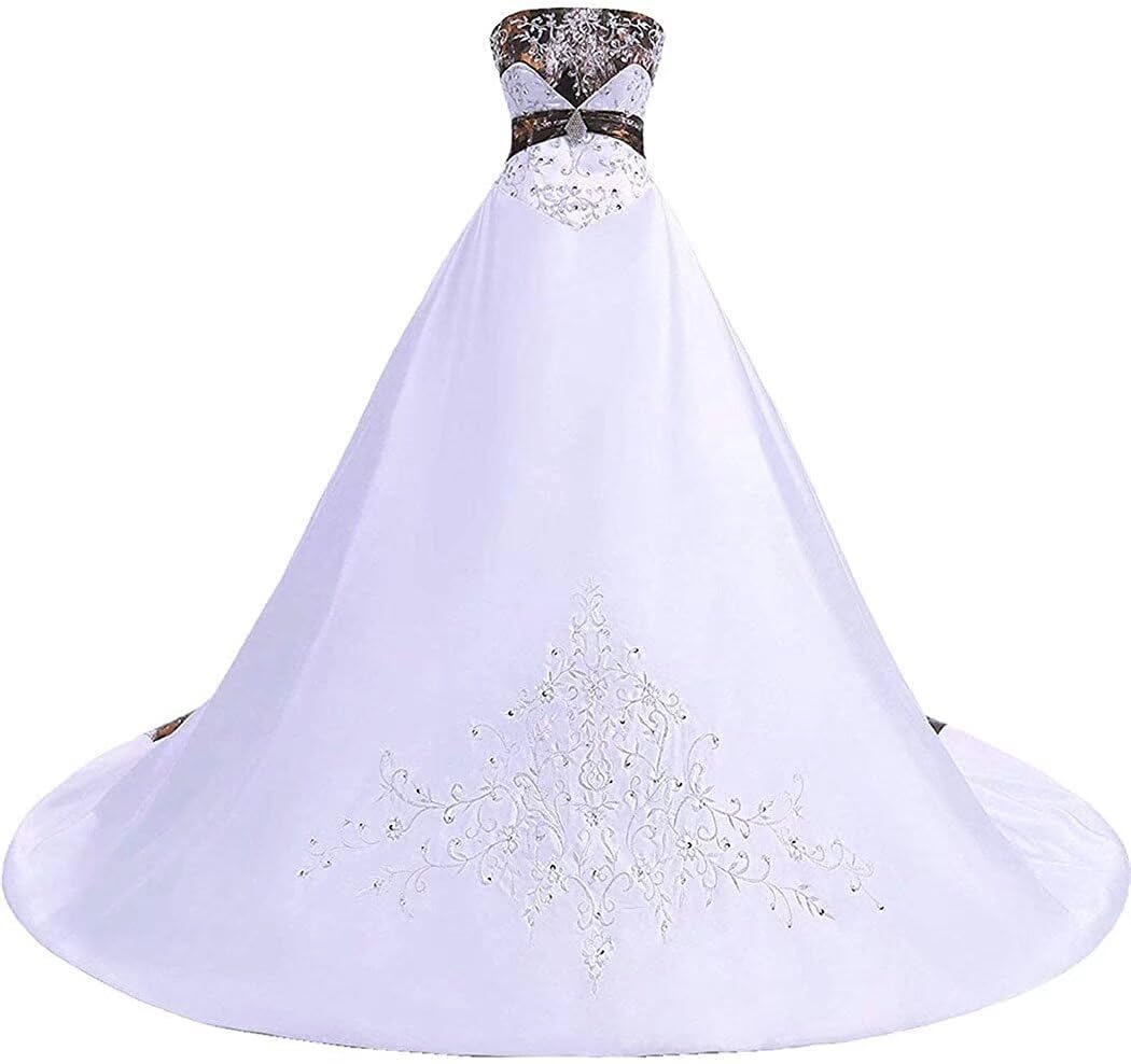 Elegant Strapless Wedding Dress for Women - Satin Embroidery & Beaded Bridal Gown | 2021 Collection | Perfect for Beach Weddings, Church Ceremonies & Formal Receptions