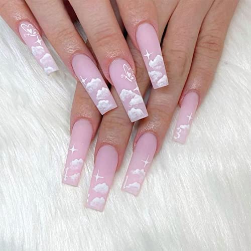 Pink with White Cloud + Butterfly-A01