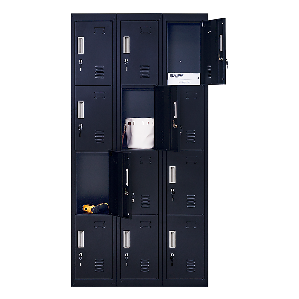 12-Door Locker with Standard Lock & Keys - Heavy Duty Metal Storage Cabinet for Office, Gym, School, Home & Shed - Ideal for Secure Equipment, Personal Belongings & Sports Gear Storage