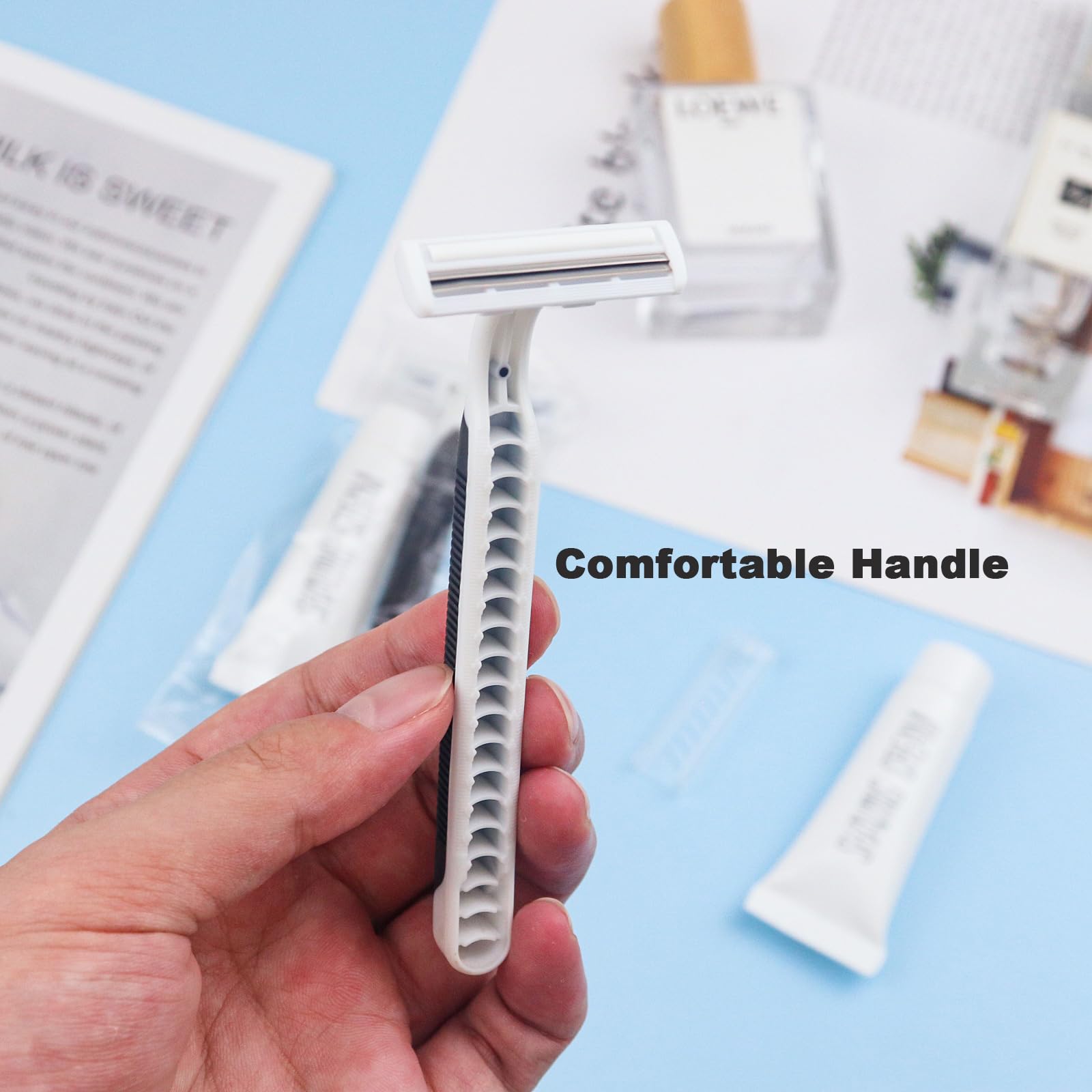 120 Pack Bulk Disposable Razors - Twin Blade Black Shavers with Clear Cap & 10g Shaving Cream - Individually Wrapped for Hygiene - Perfect for Travel, Hotels, Shelters & Charity Donations - Smooth Shaving Solution for Men & Women